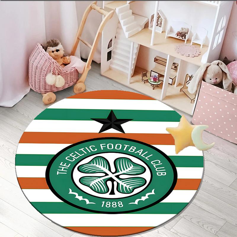 1PC round rug Cel-tic Football Club Crest Printed Round Area Rug ,Rug For Home Office, Round Chair Rug, Decorative Carpet Fan gifts Christmas gift