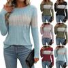 Женские топы с круглым вырезом и длинным рукавом, цветные ребристые трикотажные топы свободного кроя, повседневные свитера, повседневная одежда