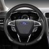 AJW1 Suede Cow Leather Car Steering Wheel Cover Anti-slip 38cm For Ford Focus 2 3 4 MK1 MK2 MK3 MK4 Auto Interior Accessories