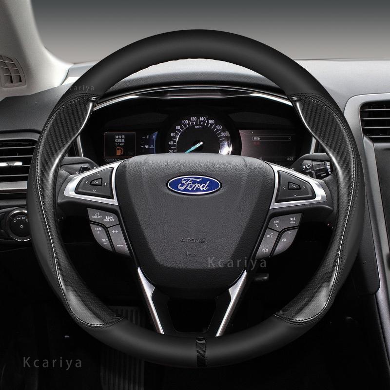 AJW1 Suede Cow Leather Car Steering Wheel Cover Anti-slip 38cm For Ford Focus 2 3 4 MK1 MK2 MK3 MK4 Auto Interior Accessories