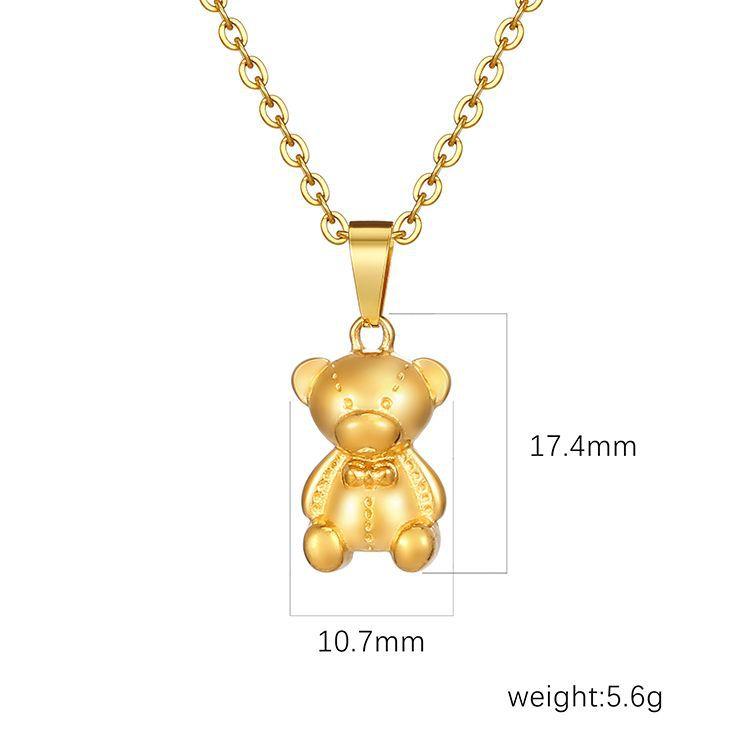 Европейское и американское трансграничное универсальное мини-ожерелье из нержавеющей стали с подвеской в виде медведя, модное ретро-ожерелье с покрытием 18 цветов
