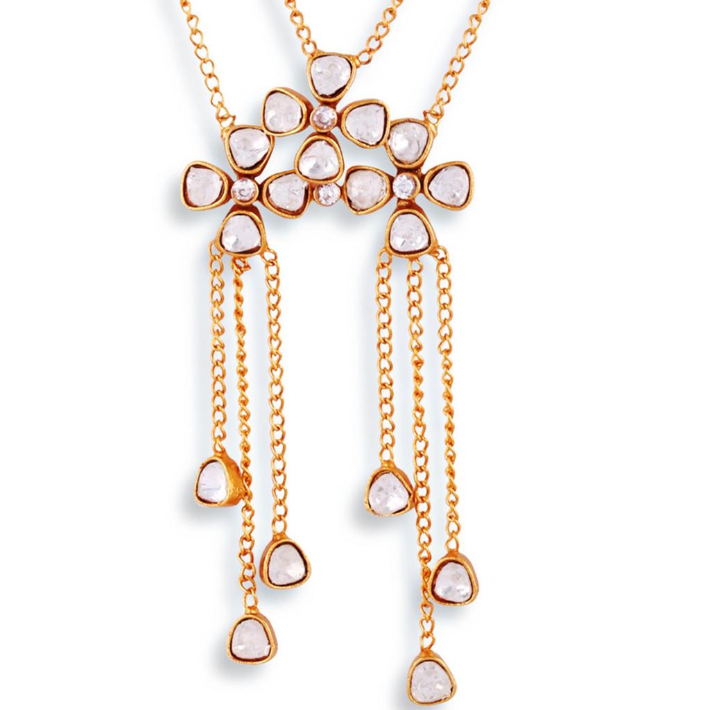 Gold Plated Polki Necklace Set for Women