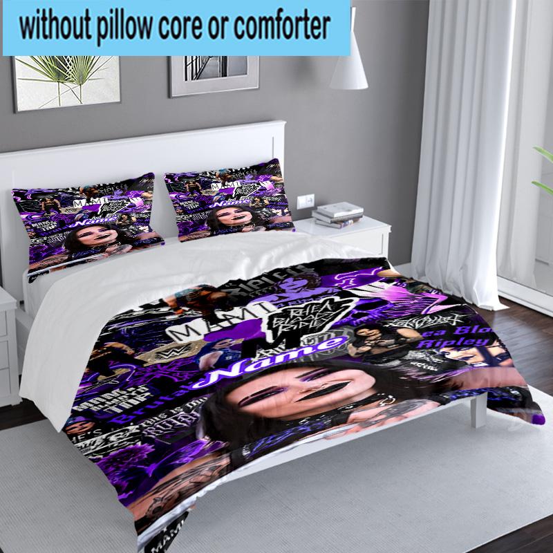 Custom Name 3PCS Purple Rhea Ripley Bedding Set, Including 1pc Duvet Cover And 2pcs Pillowcases, Suitable for dorms and bedrooms Gift