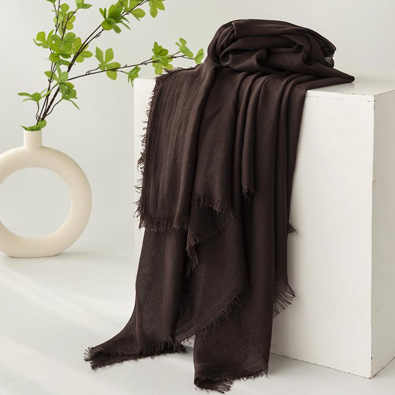 Spring and summer sunscreen scarf imitation cotton and linen solid color simple shawl women's high-end silk scarf yarn headscarf women's cross-border