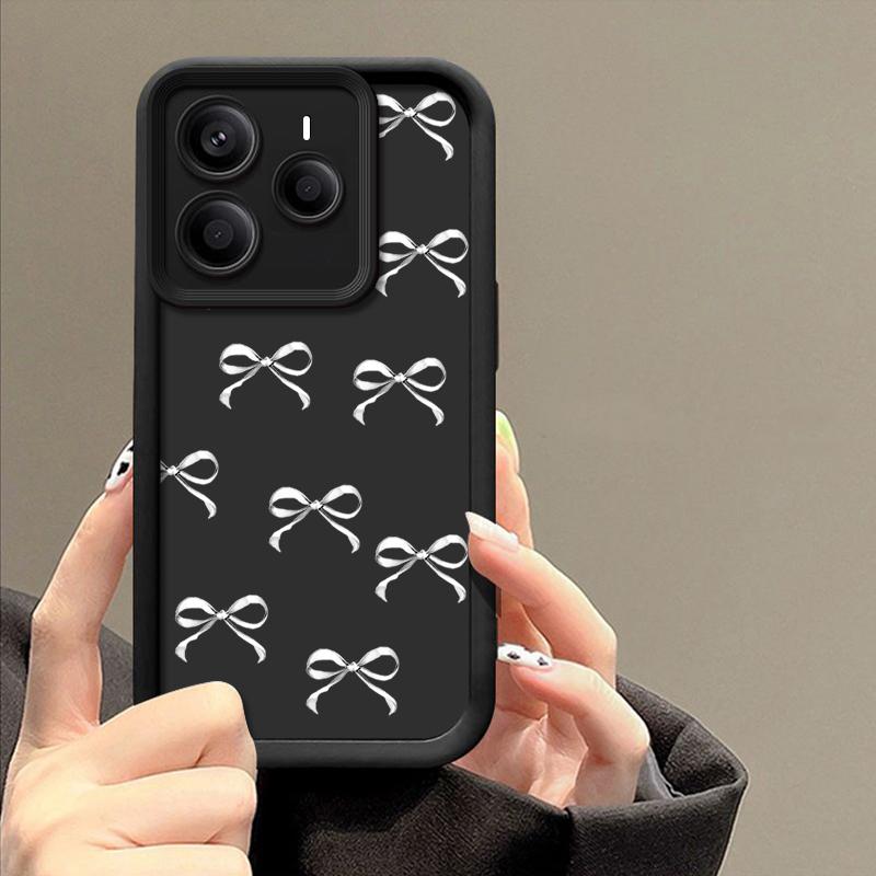 Bowknot Print TPU Soft Phone Case For Xiaomi 14T Pro 13T Poco X7 F6 X6 Redmi Note 14 Pro 13 12 11 Silicone Shockproof Lens Protection Bumper Cover