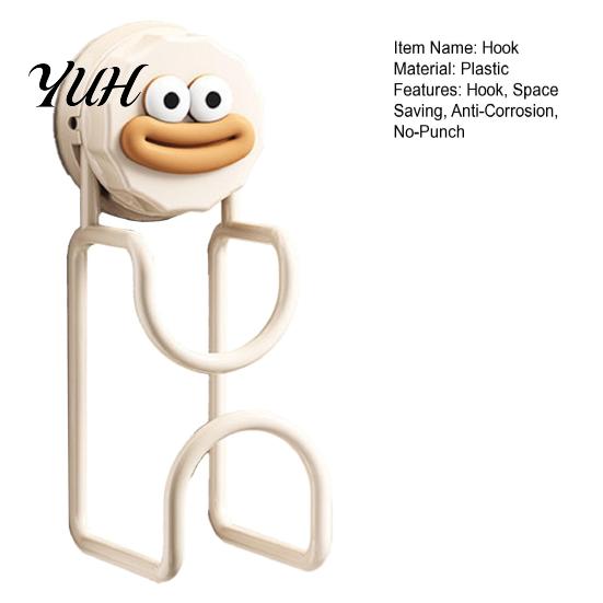 Easy Install No Damage Wall Hook Suction Cup for Washbasins, Punch Heavy Duty Vacuum Hanger, Strong Adhesive Free Tiles Cartoon Design Reusable