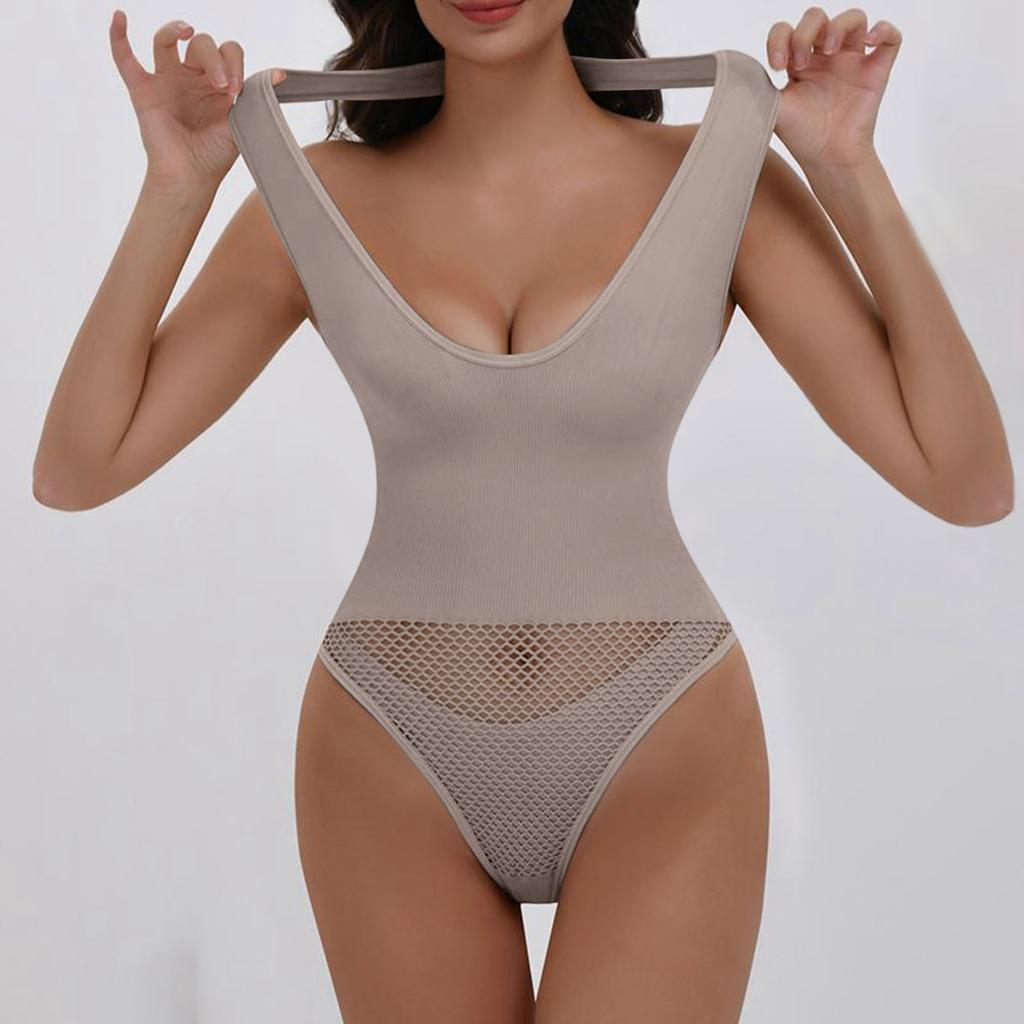 Женский модный боди-комбинезон для формирования фигуры, утягивающий талию, с поддержкой груди, Push-Up, с вырезом на шее, без спинки, с трусиками