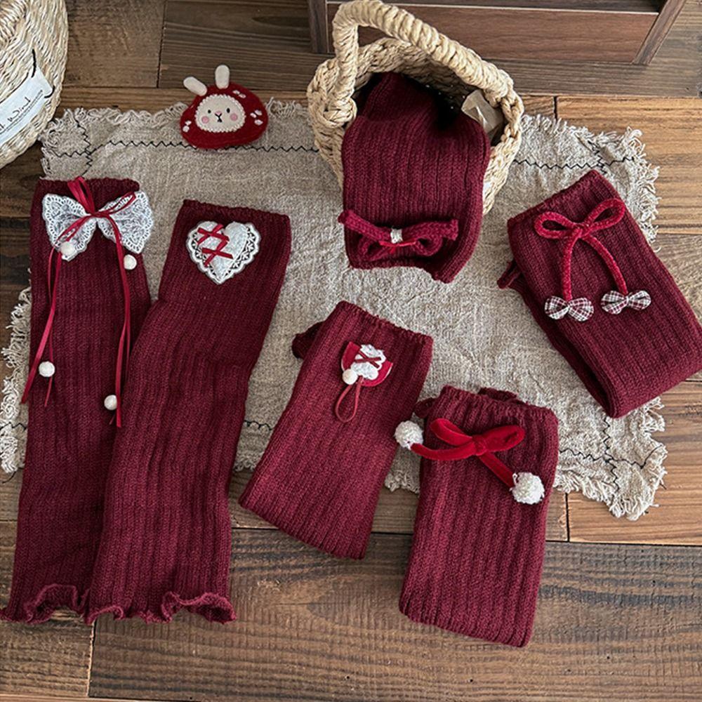 Bow Design Furry Leg Warmers Middle Tube Lolita Boots Cover Harajuku Warm Knee Sleeve Sleeping Use