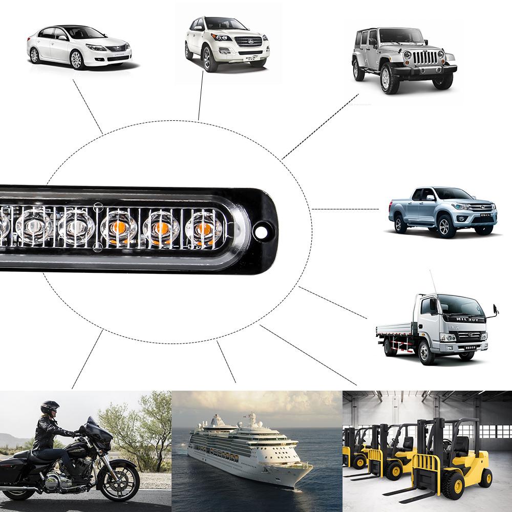 12 LED Strobe Warning Light Police Lights Tail Lamp Led Side Light 18 Flashing Modes for Car Truck Light 12V 24V White Yellow