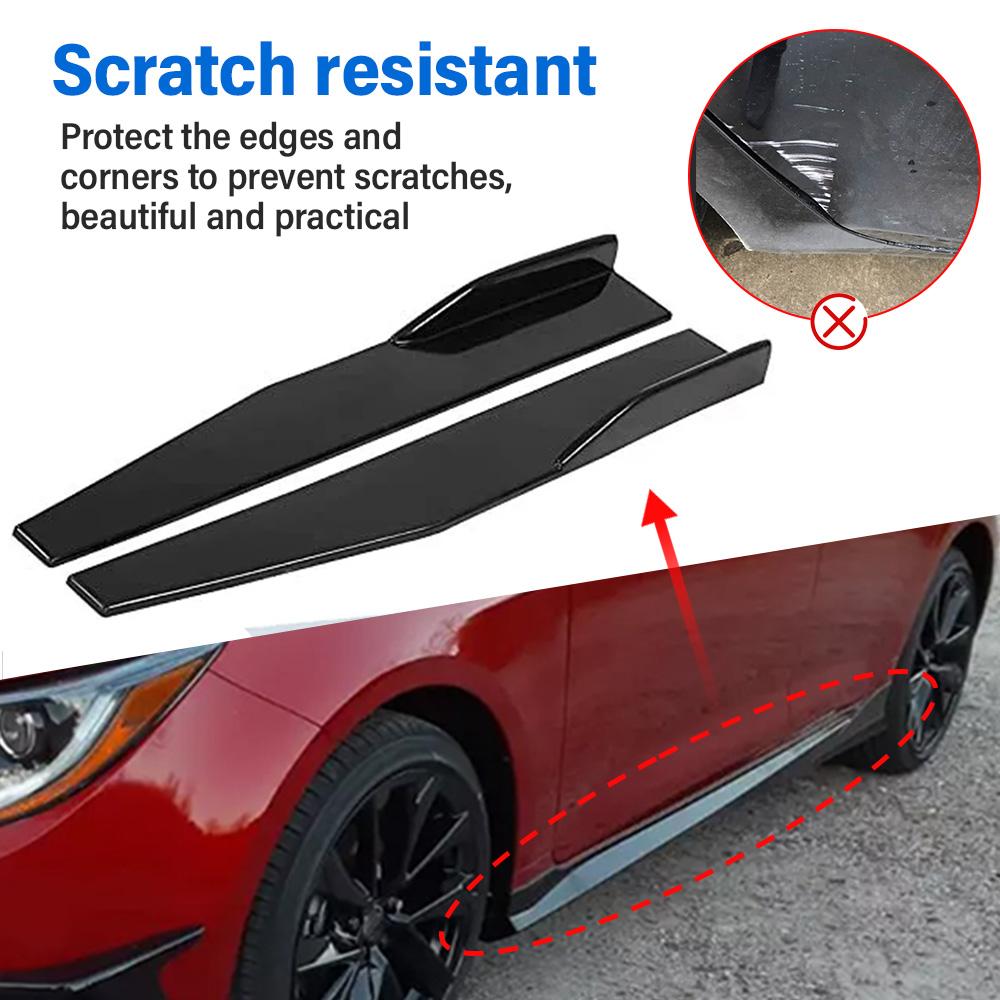 Universal 2PCS Car Side Skirts Lip Kits Glossy Black ABS Blade Style Spoiler Lip Kits for Sedan Coupe Hatchback Exterior Styling