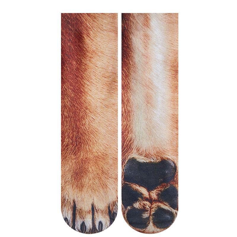 3D Animal Paw Socks Novelty Cute Leg Feet Sock Knee-High Funny Pattern Unisex Adult Women Men Girls Teen Kids Adult Couple Xmas Gifts Dress Crew Socks