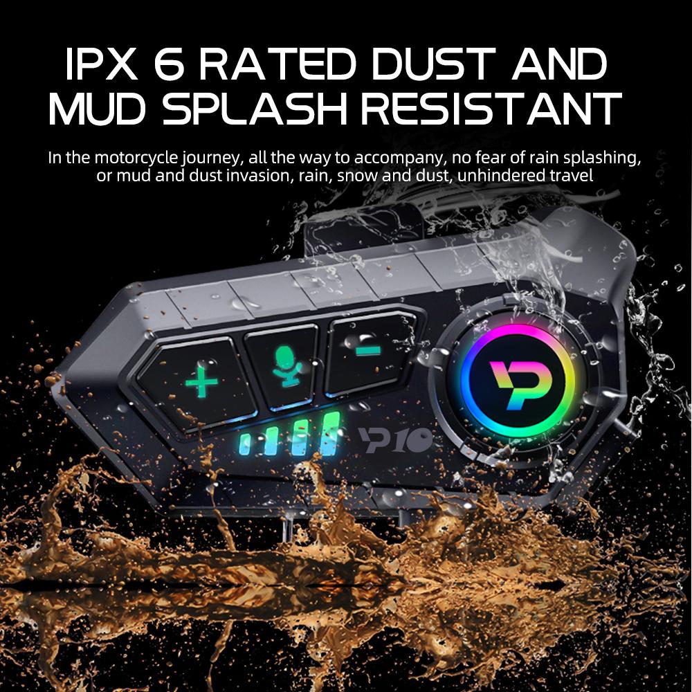 Гарнитура для мотоциклетного шлема, беспроводные наушники Bluetooth 5,3 с шумоподавлением, громкая связь, воспроизведение музыки, водонепроницаемые наушники для мотоциклетного шлема