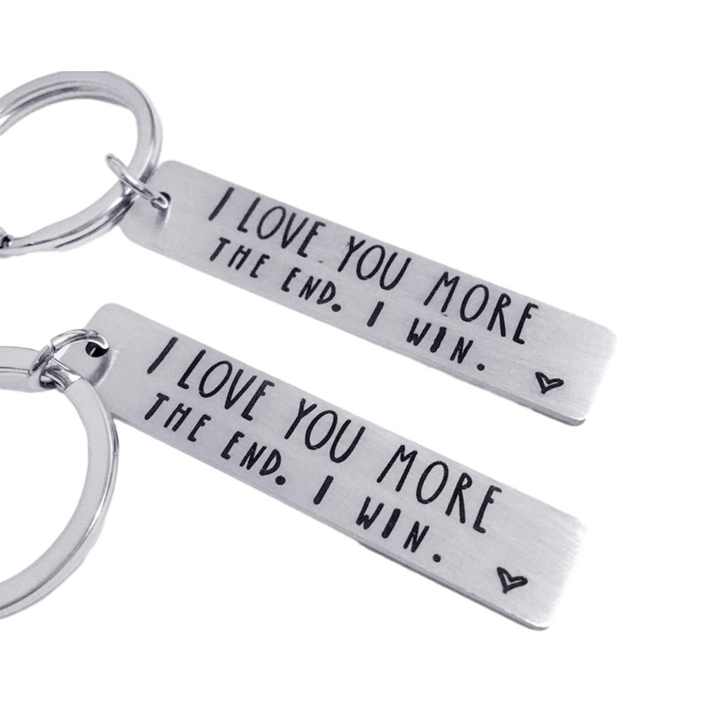 Lettering Keychain Engraved Keyrings I lOVE More The End Engraved Couple Keyring Charm for Birthday Christmas Gift