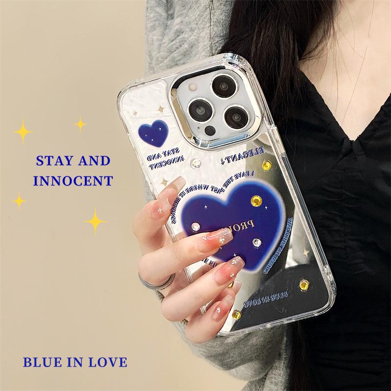 Чехол Zhitai для iPhone 15 Pro Max с рисунком 'Love': Совместимо с iPhone 13, 16, 12 Pro Max и 14 - Дизайн «Три в одном» с зеркалом.