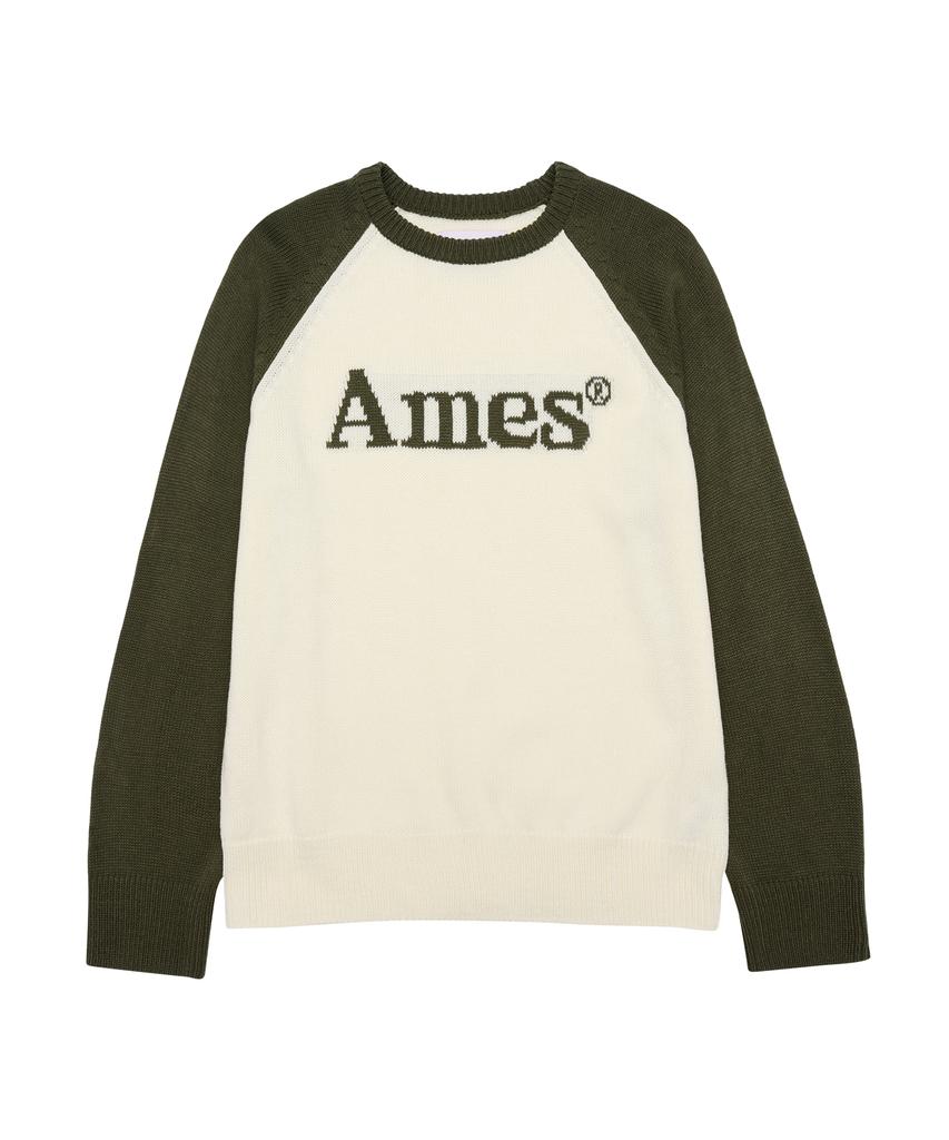 AMES-WORLDWIDE Basic Raglan Pullover Knit Khaki