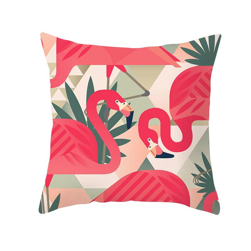 Summer Tropical Plant Flamingo Decorative Pillowcase Green Leaf Pillowcase Flamingo Pillowcase