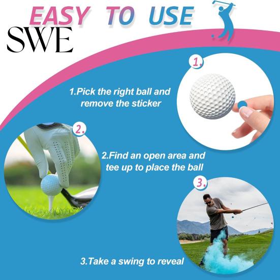 Safe Gender Reveal Option Golf Ball with Tee Exploding Assured Quality Set Powder Explosion Announcement Party Themed Decoration Supplies