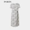 PORTS Women's Spring/Summer Pleated Waist Floral Print Dress