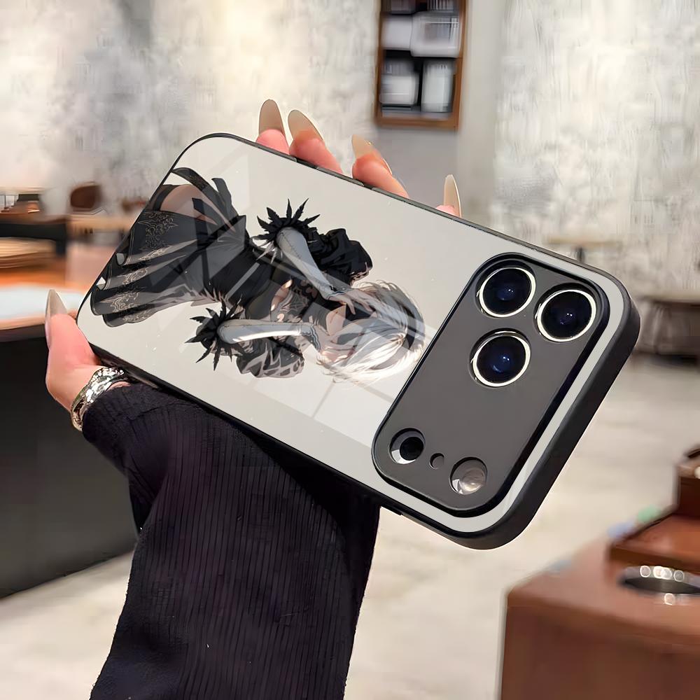 Чехол для телефона N-NieR A-Automata 2B Для iPhone 17 Air 16 E Pro Max 15 14 13 Mini 12 Pro 11 Max Plus Черная стеклянная крышка