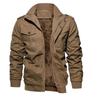 Men's Military-Style Washed Cotton Jacket with Velvet Lining