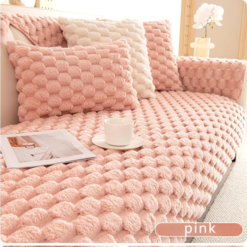 Зимний Толстый и Теплый Плюшевый Коврик для Дивана Скандинавский Минималистичный Противоскользящий Подушка для Сиденья Дивана Трехмерный Тисненый Противоскользящий Полный Комплект Ткань для Защиты от Пыли для Дивана