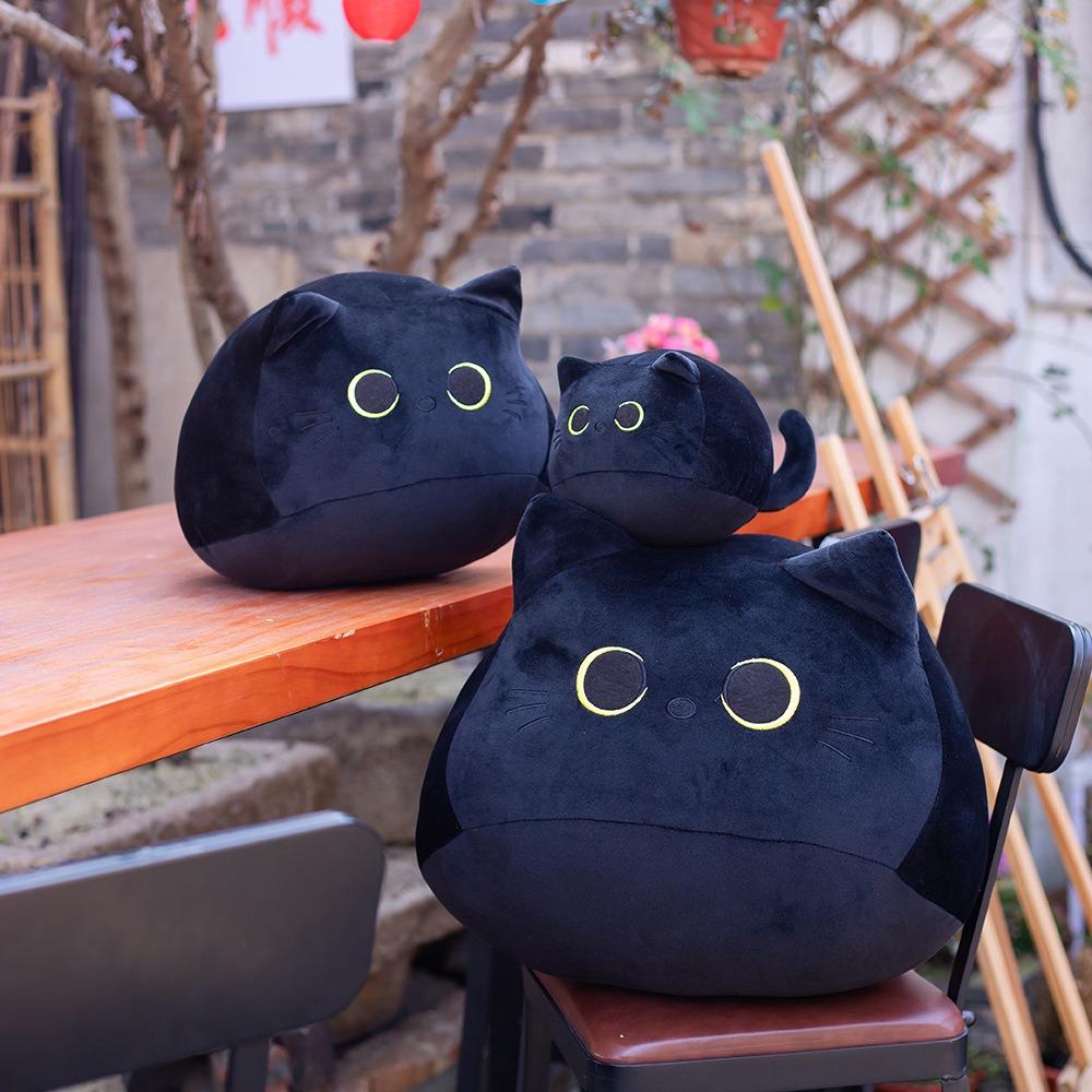 10/30CM Black Cat Plush Pillow Cartoon Cat Head Cat Doll Gift Cuddly Pillow Cushion Doll  Girl