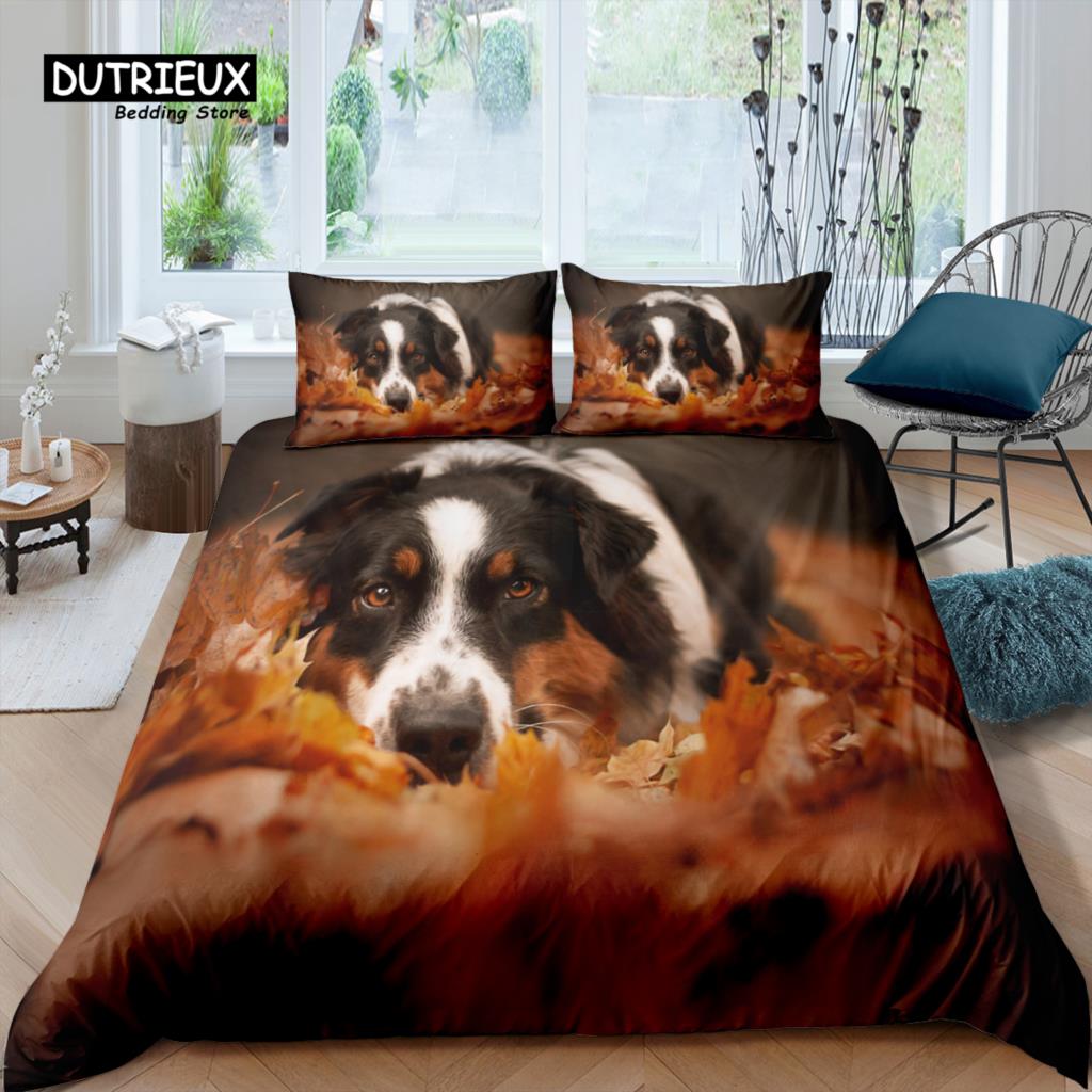 Home Living Luxury 3D Dog Bedding Set Comfortable Duvet Cover Set Kids Bedding Set Queen and King EU/US/AU/UK Size