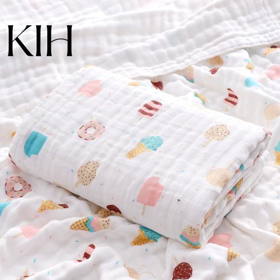 Baby Swaddling Cloth Blanket Eye-catching Keep Body Dry Cotton Cartoon Supplies Printed Thin Newborn for Daily Soft