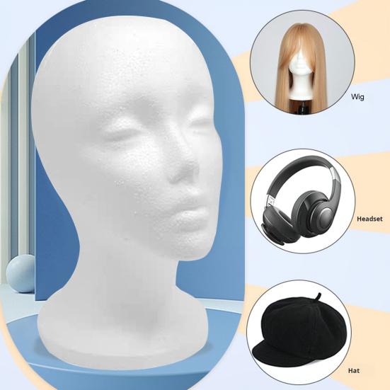 Женская голова манекена из пенополистирола для парика, шляпы, легкая подставка для очков, подставка для рисования и ювелирных изделий