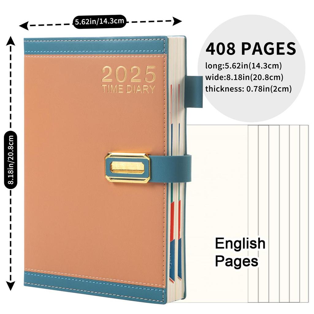 Кожаная книга учета рабочего расписания на 2025 год формата А5, страницы на английском/испанском/французском языках, ежедневник для студентов, блокнот, памятка