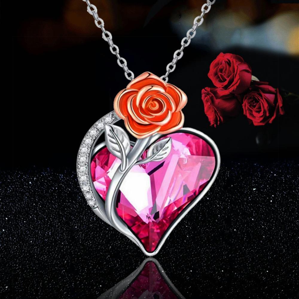 Ожерелье с подвеской в ​​виде розы в форме сердца, женский ювелирный подарок