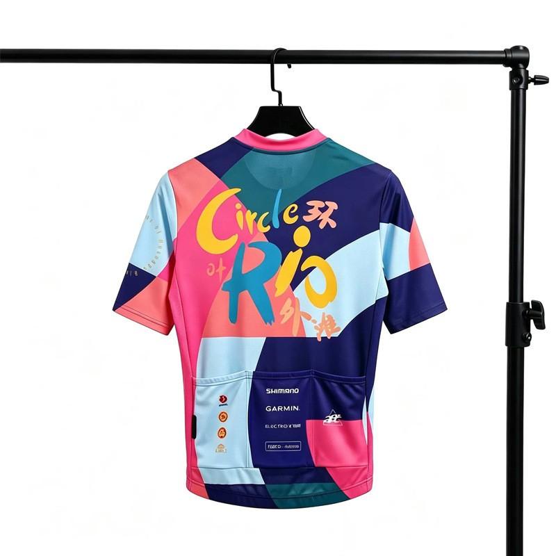 Mens Cycling Jersey Short Sleeve Breathable Quick-Dry Road Bike Shirt With Contrast Color Design