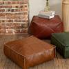 Moroccan PU Leather Pouf Floor Cushion Oil Wax Skin Embroider Craft Ottoman Footstool Futon Artificial Leather Unstuffed Cushion