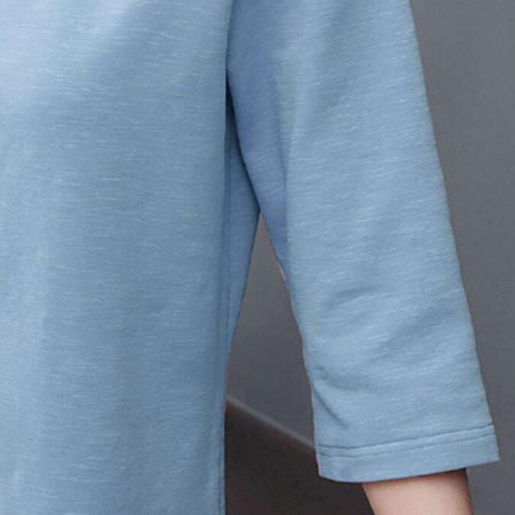 Женские топы с круглым вырезом и рукавом 3/4, однотонные эластичные пуловеры, топы обычного кроя, летняя футболка, повседневная одежда