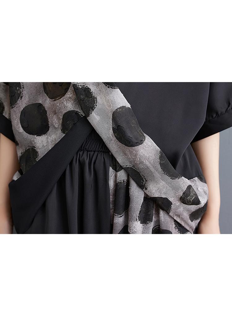 Xitao Комплекты брюк с точечным принтом Однобортный пуловер Асимметричные топы Повседневные комплекты из двух предметов WLD20233