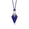 AWNL Sodalite Poseidon Trident Necklace for Natural Stone Premium Sterling Silver Pendant Necklace with Wax Gift for Him Men, Rope,