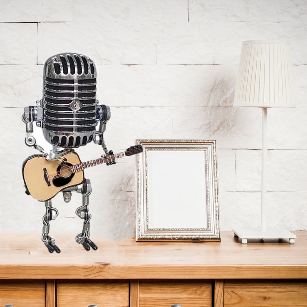 Model Wrought iron USB Ornaments Microphone for playing guitar Robot Decorations Desk lamp