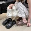 Simple Thick-soled Heightening Hole Shoes for Women's Summer Outer Wear Non-slip Sandals for Girls' Beach Sandals for Home Use