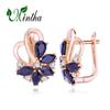 MINTHA Flower Clip Earrings Trendy Rose Gold Color Fashion Jewelry Black Cubic Zirconia Geometry Earrings For Women Bridal Earrings