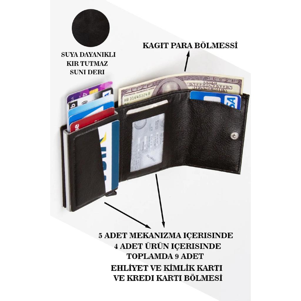 Сиреневый кожаный кошелек с Rfid-защитным алюминиевым механизмом, автоматическим держателем для карт и отделением для бумажных денег