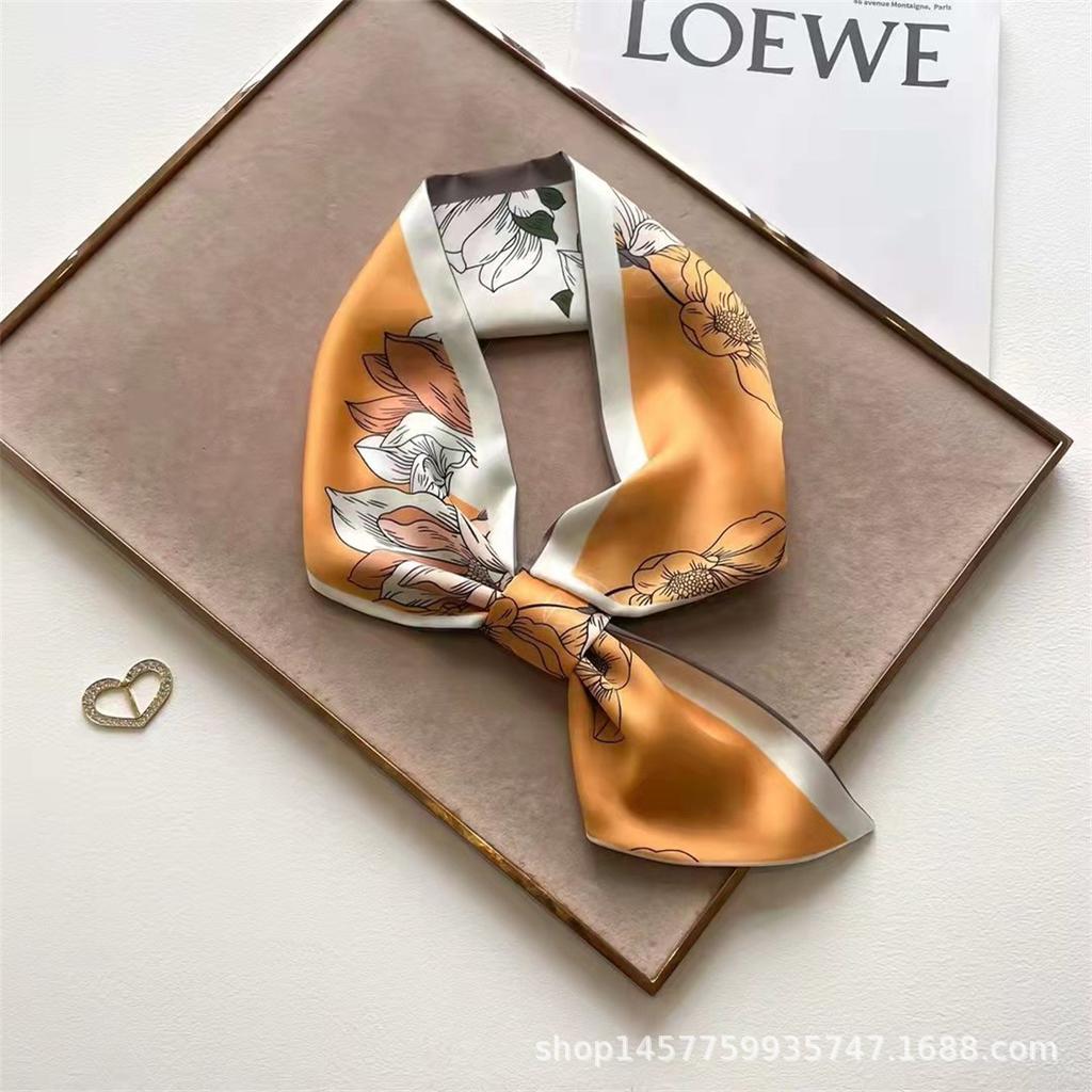 Silk Scarf Small Long Square Scarf Women'S High-End Neck Protection Scarf Professional Matching Shirt Scarf