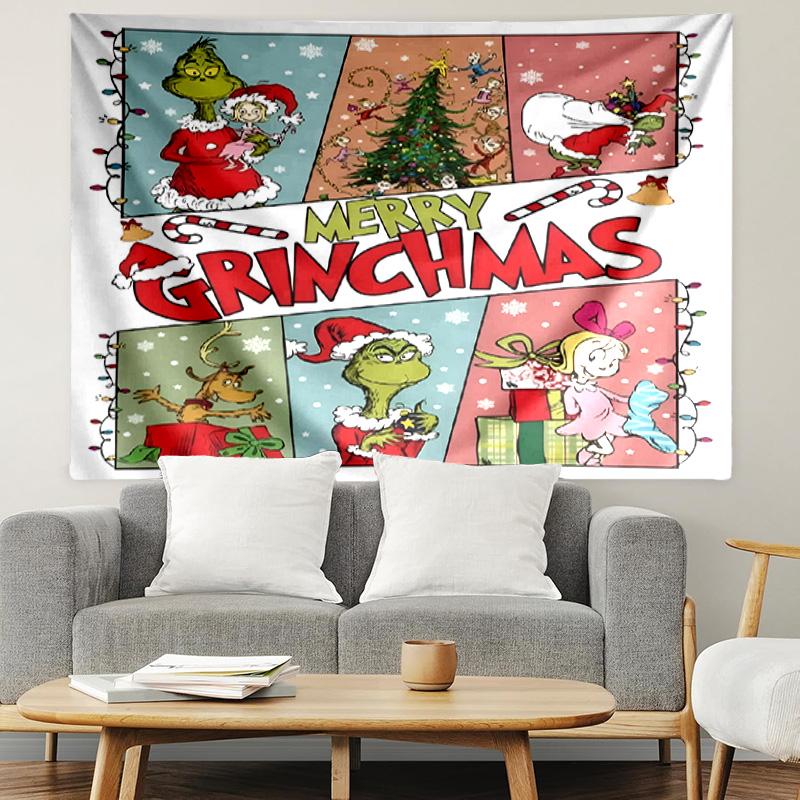 The Grinch Print Tapestry, Lightweight Wall Hanging, for Bedroom, Dorm, Living Room, Home Art Decor, Birthday Christmas Gift for Friends