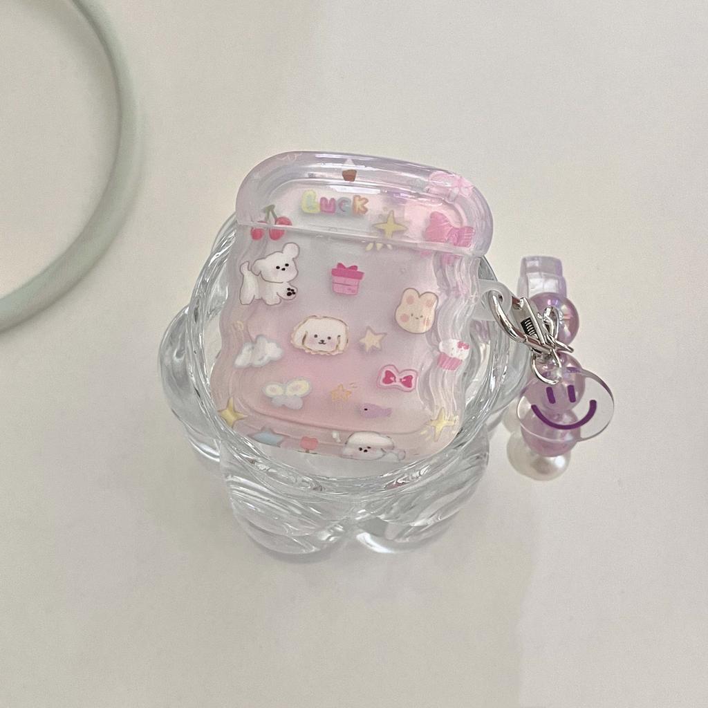 Браслет Ins, милый чехол для наушников с милой собакой, цветком удачи, звездами, вишневым щенком, мультяшным принтом для Apple Airpods 1 2 Pro 2nd 3, зарядная коробка