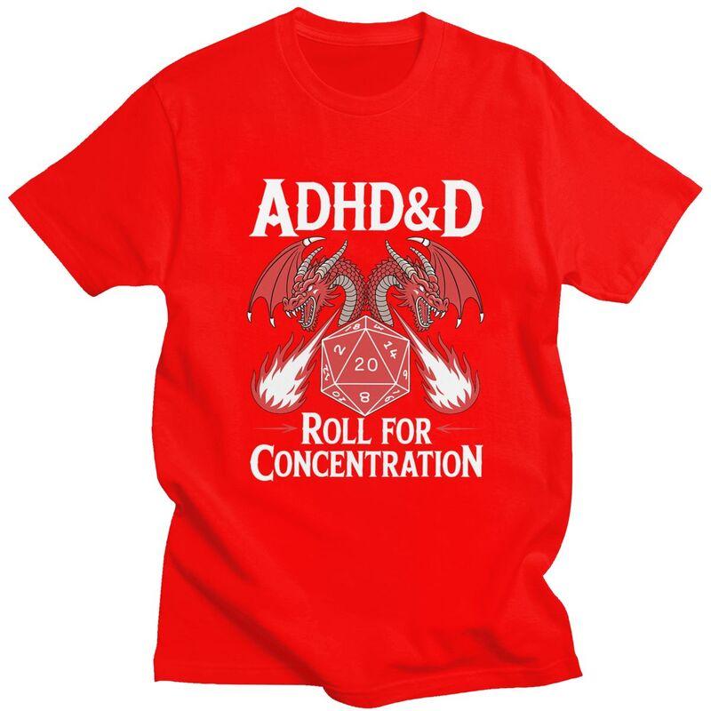 Adhd Roll For Concentration Tshirt Unisex Short Sleeves Fashion Casual Graphic Tee Shirt Summer Loose Fit Pure Cotton Tee Tops