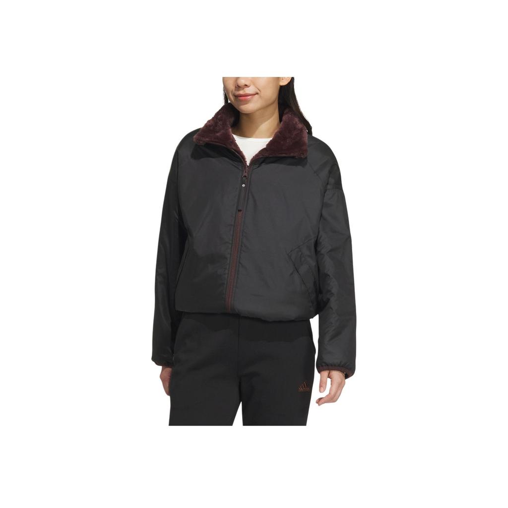 Adidas Современная двусторонняя меховая спортивная повседневная куртка с длинным рукавом женская куртка темно-серо-коричневая JX6837