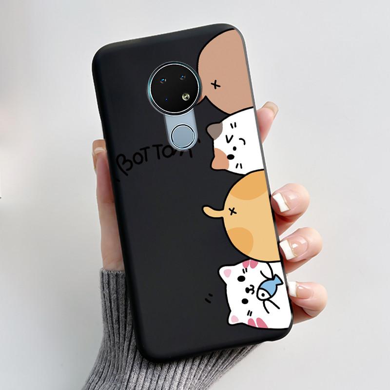 Милый Чехол Для Nokia 6.2 / Nokia 7.2 Fundas Capa Печатный Корпус Защитная Крышка Мягкий Силикон Мультяшный Черный Корпус Coque