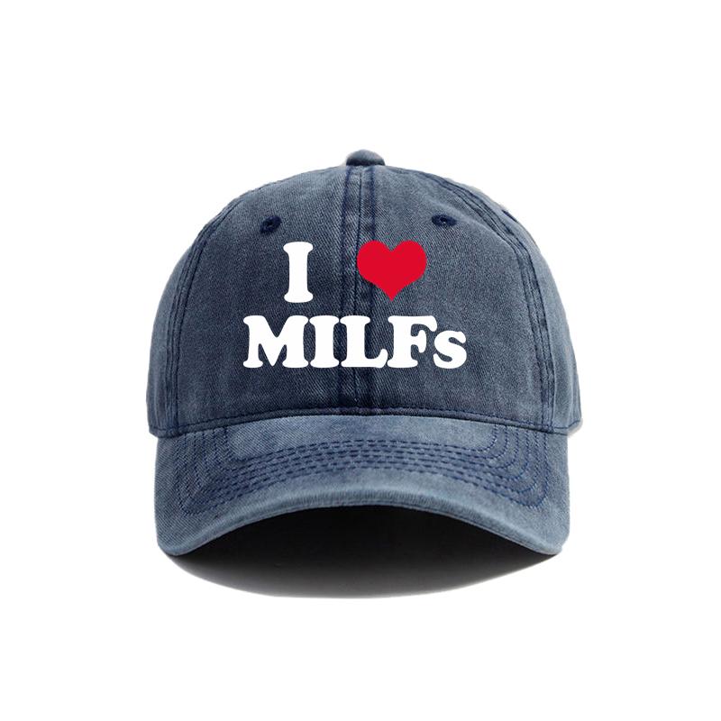Я Люблю MILFS Бейсболка Летняя Потертая Папа Шляпы Мужские Для Улицы Регулируемые Хлопковые Кепки MZ476