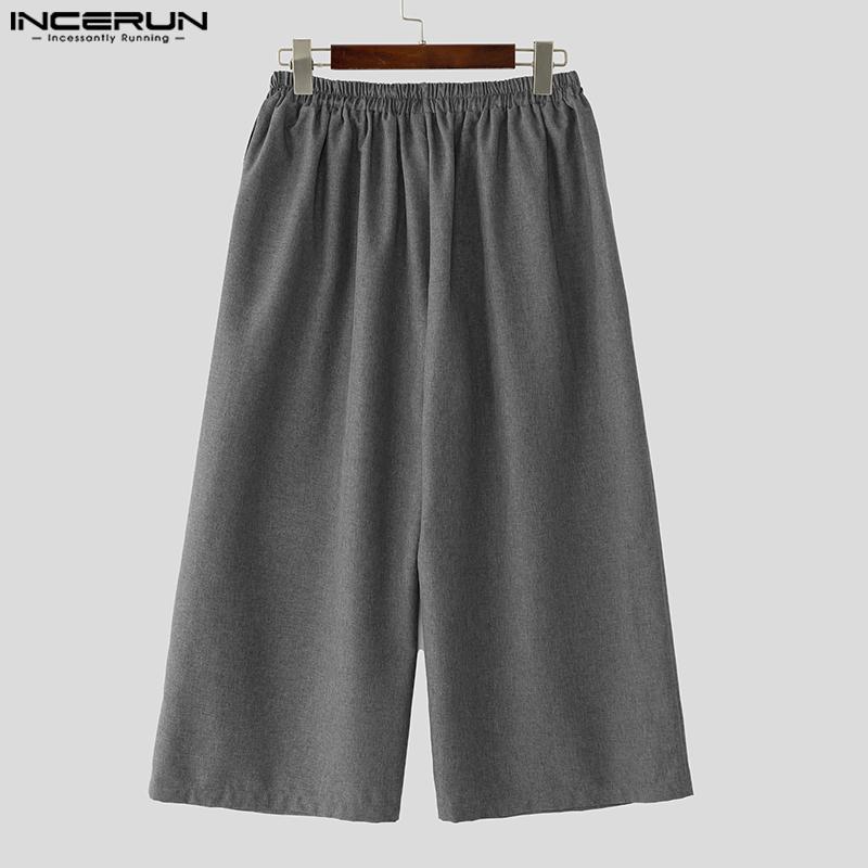 INCERUN Мужские повседневные свободные длинные мешковатые брюки с эластичной талией