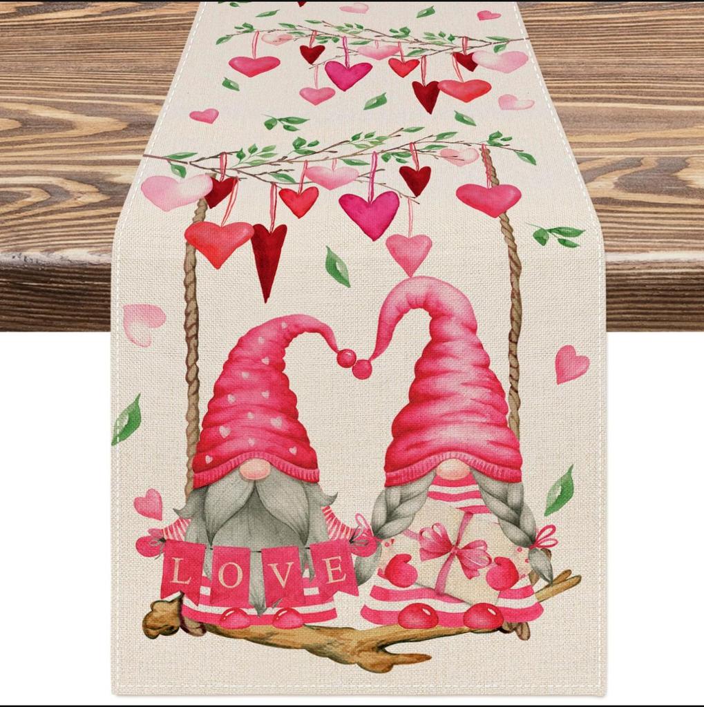 День Святого Валентина Настольный флаг Красный Любовь Клетка Дом Праздничное украшение Настольный флаг Скатерть