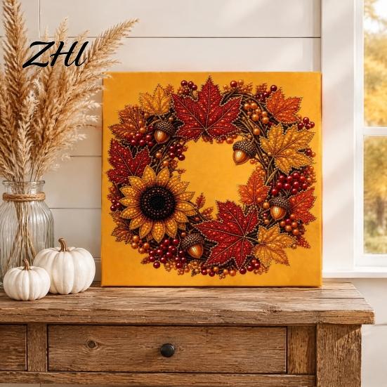 DIY Craft Projects for Kids Pumpkin Faux Pearl Art Kit, Fall Wreath Painting Autumn Harvest Cozy Thanksgiving Decor 3D Bead Kit Adults Beginners, Home